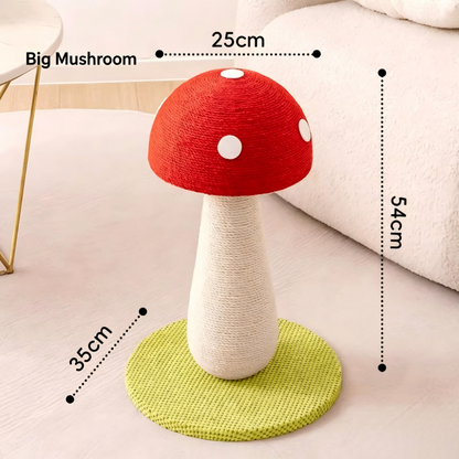 Large Red Mushroom Cat Scratcher Full Sisal Space-Saving Cat Tree