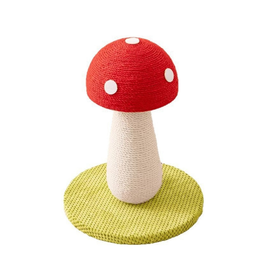 Large Red Mushroom Cat Scratcher Full Sisal Space-Saving Cat Tree