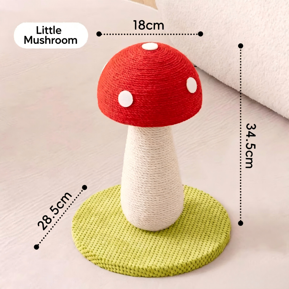 Large Red Mushroom Cat Scratcher Full Sisal Space-Saving Cat Tree