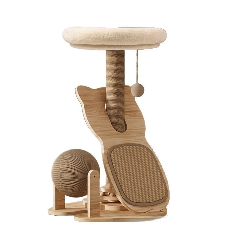 Sisal Cat Scratcher Tree Bed 2in1 Wear Resistant Non Shedding Small Home Cat Turntable Ball Toy