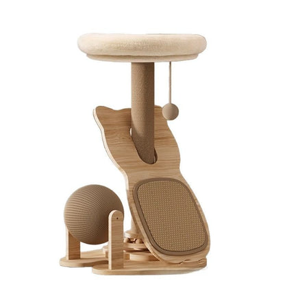 Sisal Cat Scratcher Tree Bed 2in1 Wear Resistant Non Shedding Small Home Cat Turntable Ball Toy