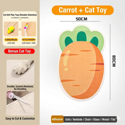Smart Well Kawaii Cat Scratcher Mat Self-Adhesive Felt Scratch Pad & Wall Protector for Sofa Door Wall Mounted Board with Bell