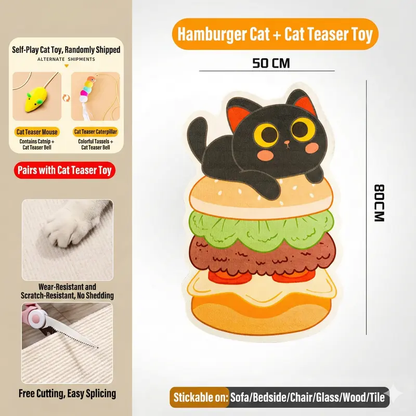 Smart Well Kawaii Cat Scratcher Mat Self-Adhesive Felt Scratch Pad & Wall Protector for Sofa Door Wall Mounted Board with Bell