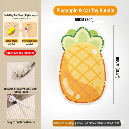 Smart Well Kawaii Cat Scratcher Mat Self-Adhesive Felt Scratch Pad & Wall Protector for Sofa Door Wall Mounted Board with Bell