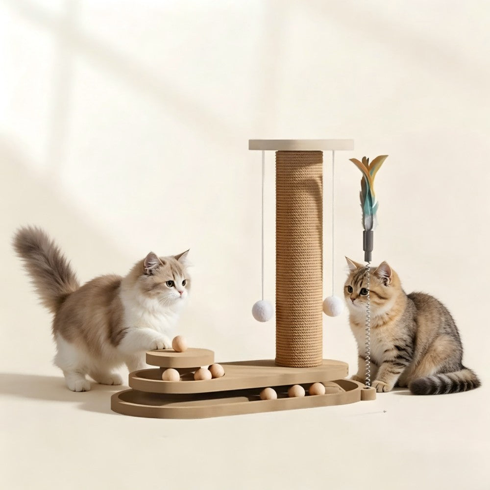 New Vertical All-in-One Cat Tree Oval Sisal Scratching Post & Board Tall Durable & Low-Shedding