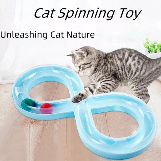 Self-Entertainment Play Mat Interactive Cat Turntable Track Teasing Cat Ball Bark&Paw Lab