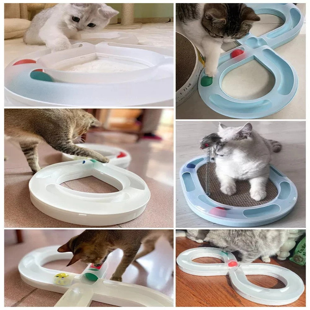 Self-Entertainment Play Mat Interactive Cat Turntable Track Teasing Cat Ball Bark&Paw Lab
