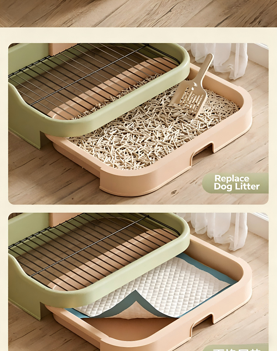 Iron Mesh Dog Toilet Anti-Step Poop Potty for Small Medium Dogs