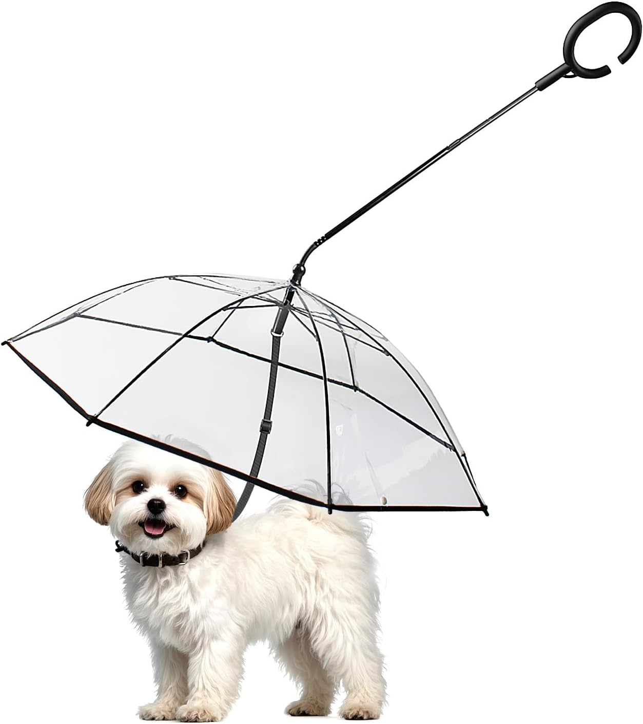 Dog Umbrella with Leash & C-Handle Transparent Pet Walking Umbrella for Small Dogs & Cats Keeps Pets Dry