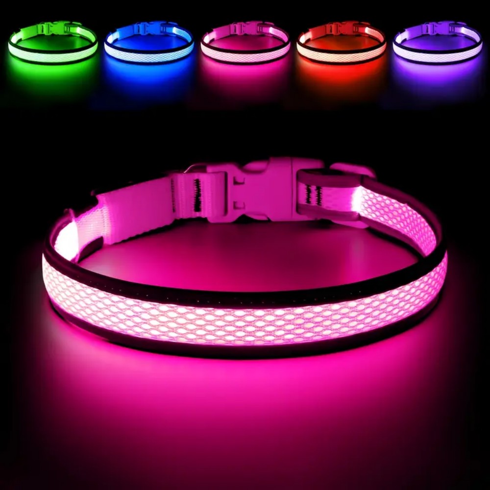 3 lighting modes USB-charged anti-lost light-up dog collar