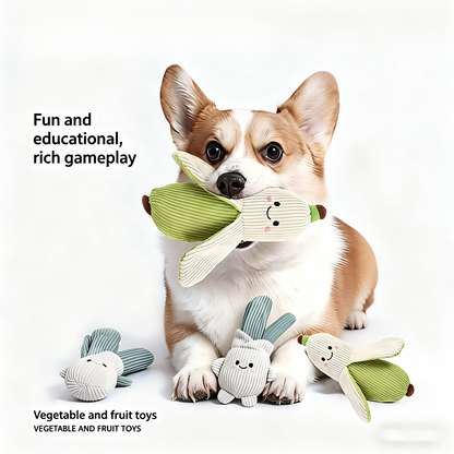 Healing Vegetable Squeaky Plush Dog Toys Interactive Teething Companion Toys