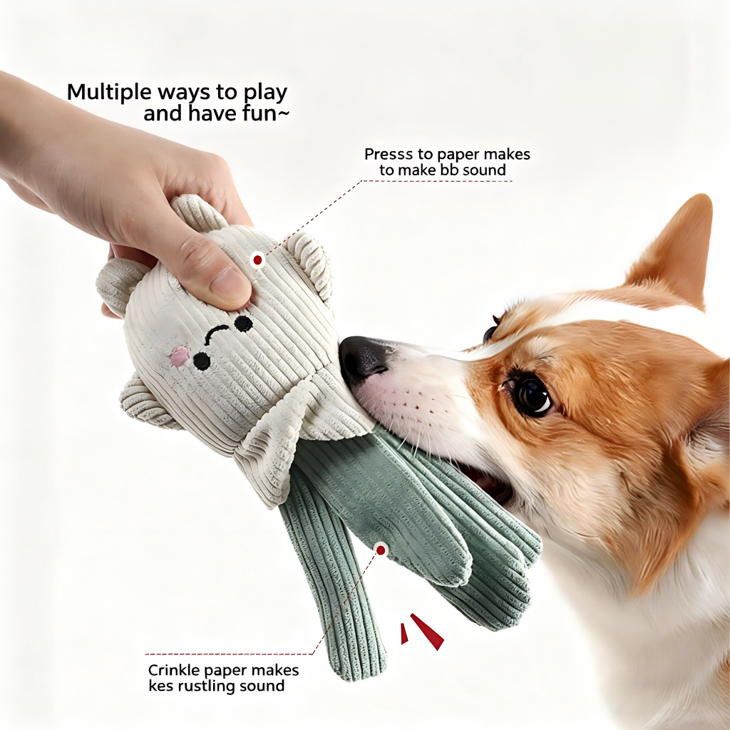 Healing Vegetable Squeaky Plush Dog Toys Interactive Teething Companion Toys