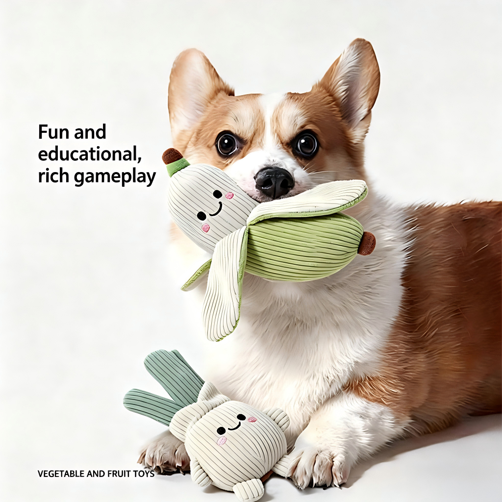 Healing Vegetable Squeaky Plush Dog Toys Interactive Teething Companion Toys