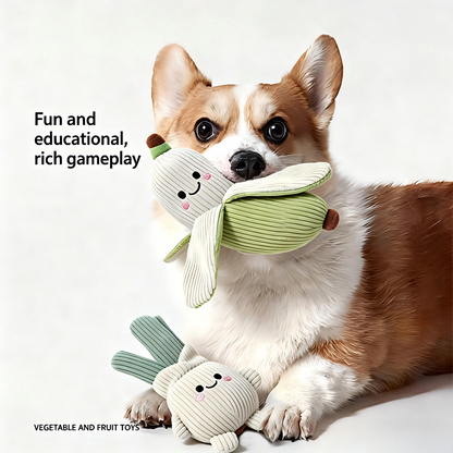 Healing Vegetable Squeaky Plush Dog Toys Interactive Teething Companion Toys