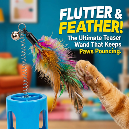 Interactive Cat Toy Roller with Feather Bell Self-Play Puzzle Teaser Wand for Boredom Relief