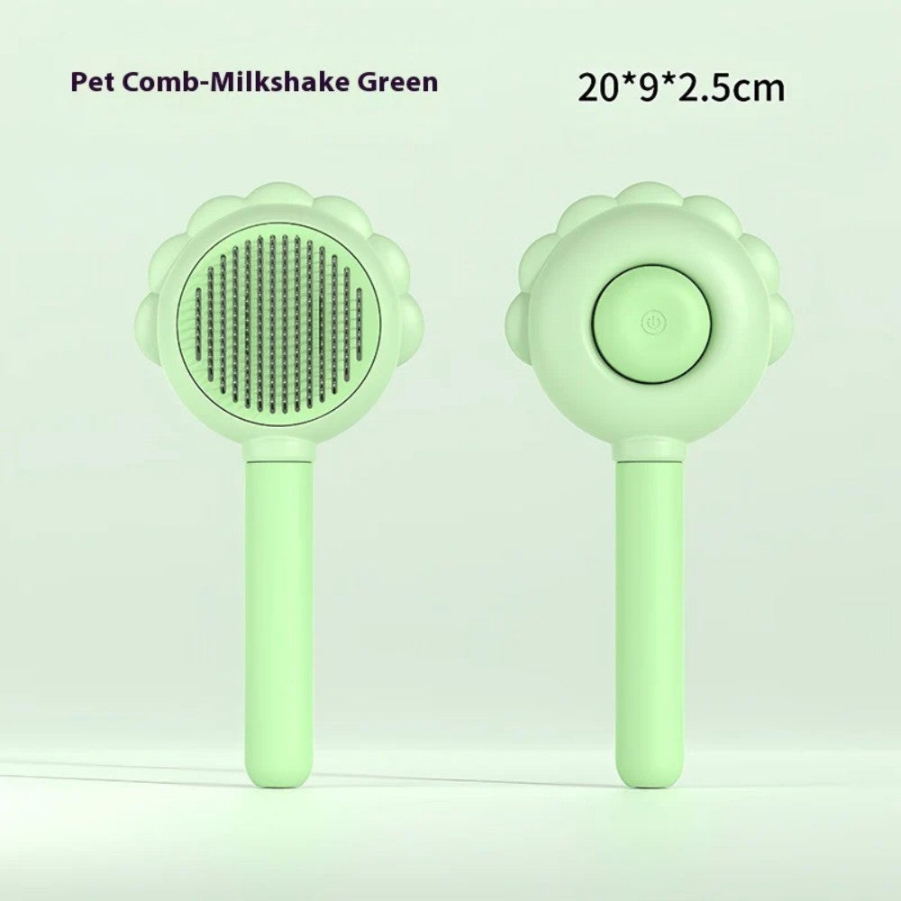 Self-Cleaning Pet Brush Comb with Spray Bark&Paw Lab