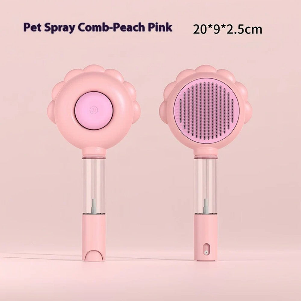Self-Cleaning Pet Brush Comb with Spray Bark&Paw Lab