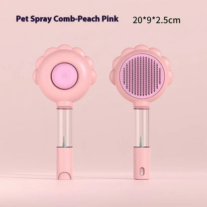 Self-Cleaning Pet Brush Comb with Spray Bark&Paw Lab