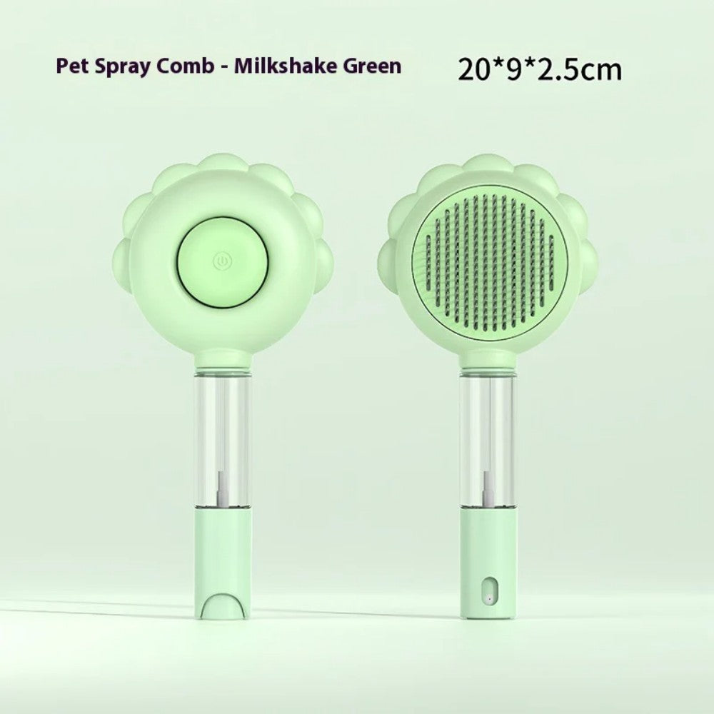 Self-Cleaning Pet Brush Comb with Spray Bark&Paw Lab