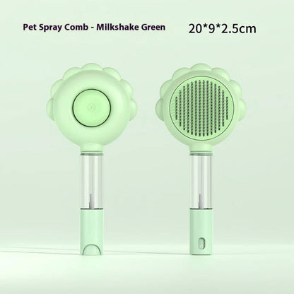 Self-Cleaning Pet Brush Comb with Spray Bark&Paw Lab