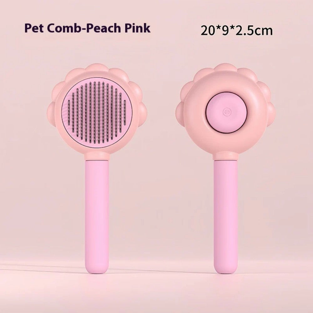 Self-Cleaning Pet Brush Comb with Spray Bark&Paw Lab