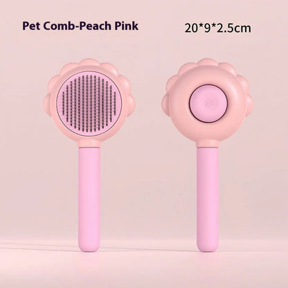 Self-Cleaning Pet Brush Comb with Spray Bark&Paw Lab