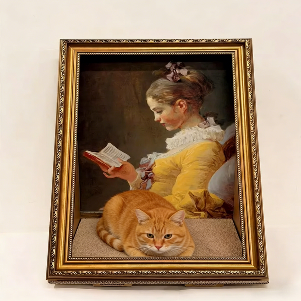 Artistic Style Oil Painting Cat Scratcher Bark&Paw Lab