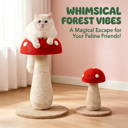 Large Red Mushroom Cat Scratcher Full Sisal Space-Saving Cat Tree