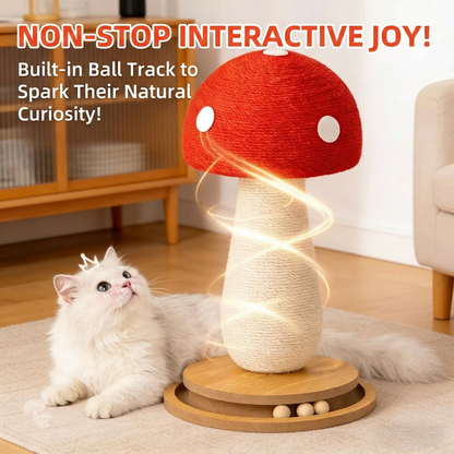 Large Red Mushroom Cat Scratcher Full Sisal Space-Saving Cat Tree