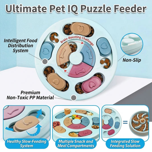 IQ Training Mental Enrichment Cat and Dog Treat Slow Feeeder Puzzle