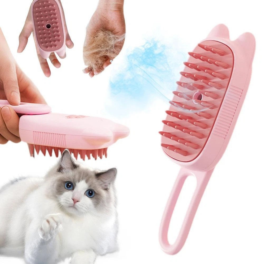 Self-cleaning pet grooming brush for dogs and cats