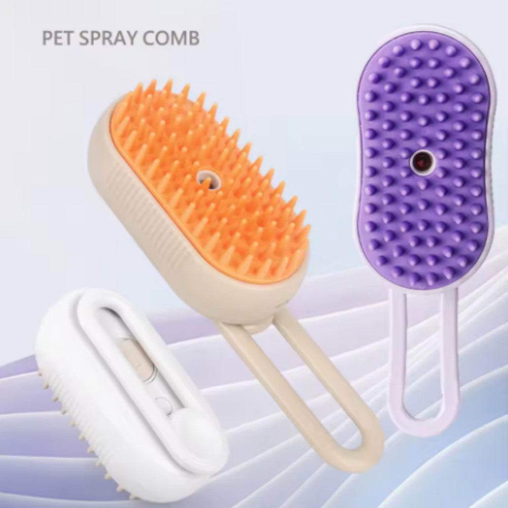 Cat and Dog Steam Brush Pet Grooming Tool Hair Shedding 3 in 1 Massage Combs Steam Brush