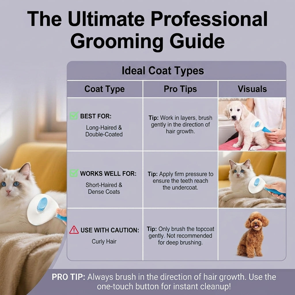 One-Touch Release 3-in-1 Pet Grooming Steam Brush Electric Dog & Cat Hair Remover with Massage and Spray Function