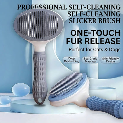 One-Touch Release 3-in-1 Pet Grooming Steam Brush Electric Dog & Cat Hair Remover with Massage and Spray Function