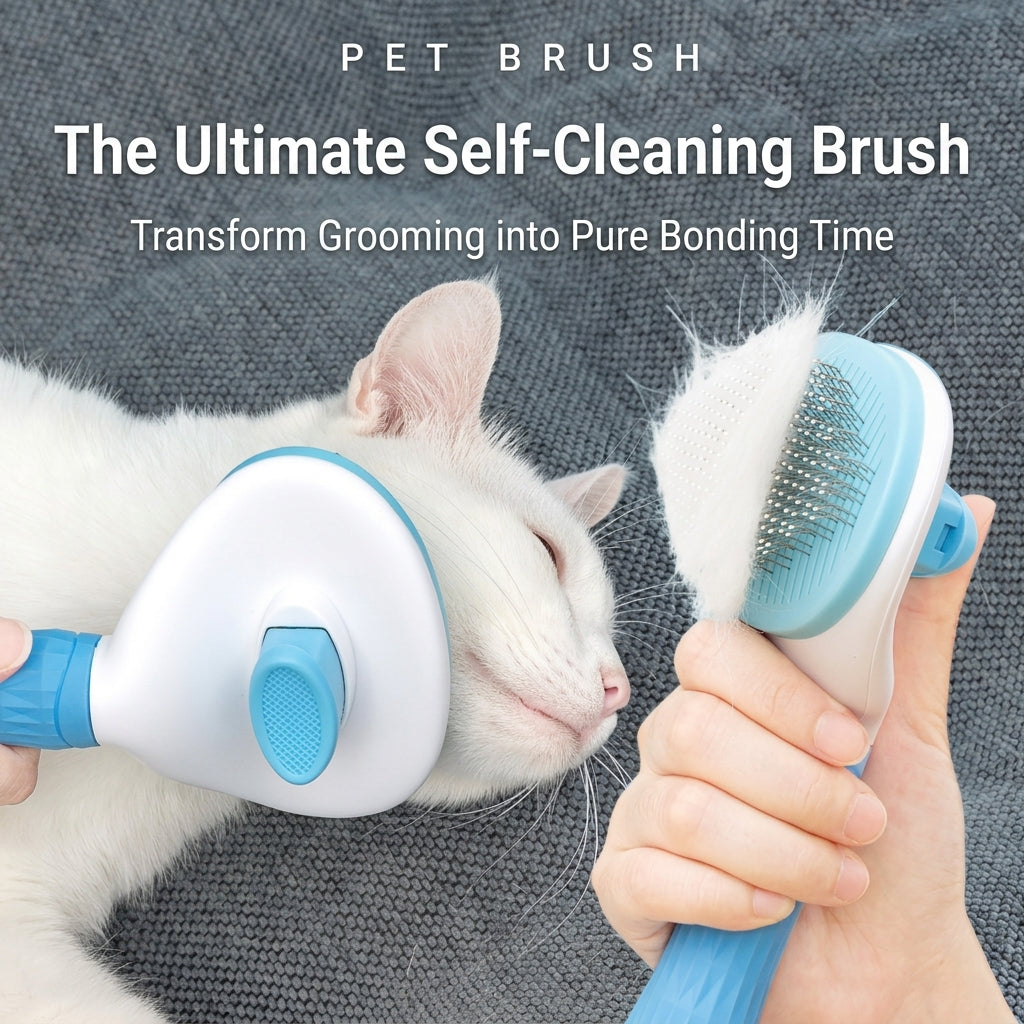 One-Touch Release 3-in-1 Pet Grooming Steam Brush Electric Dog & Cat Hair Remover with Massage and Spray Function