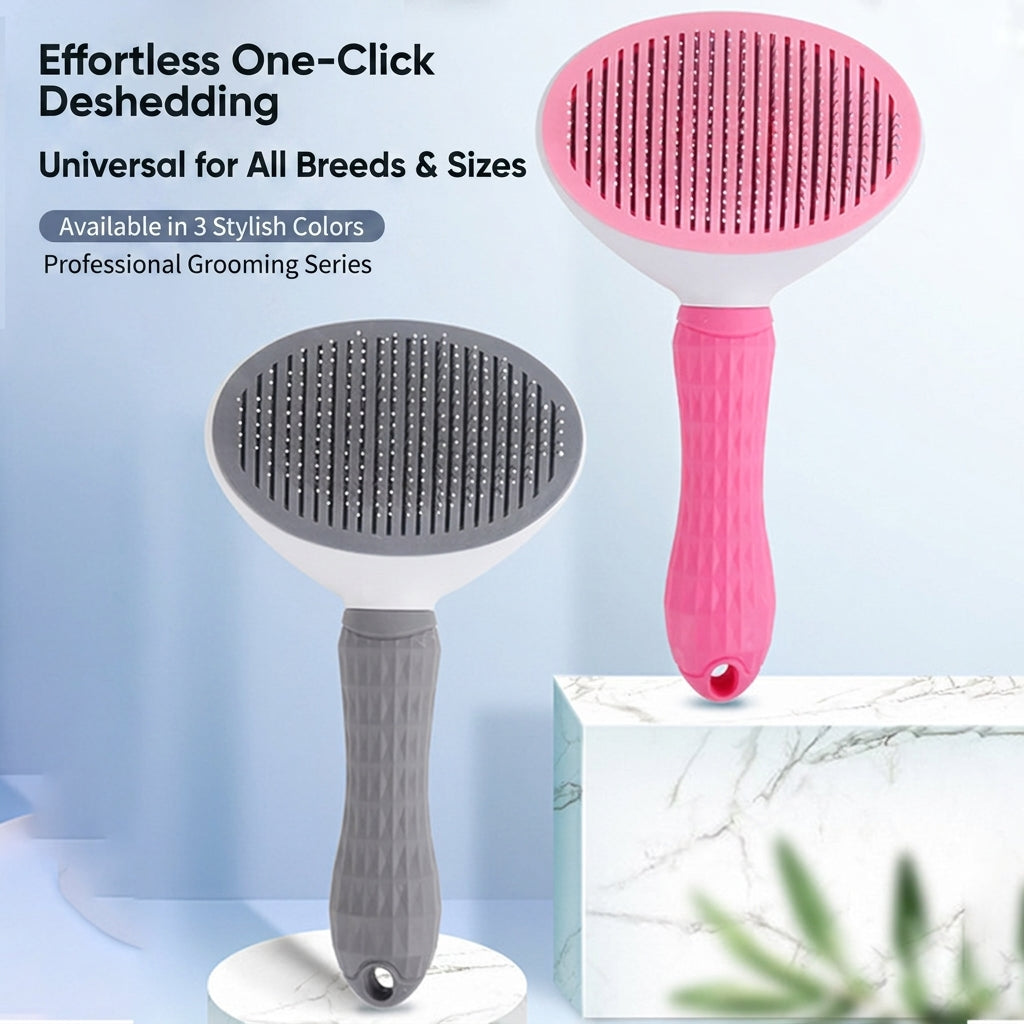 One-Touch Release 3-in-1 Pet Grooming Steam Brush Electric Dog & Cat Hair Remover with Massage and Spray Function