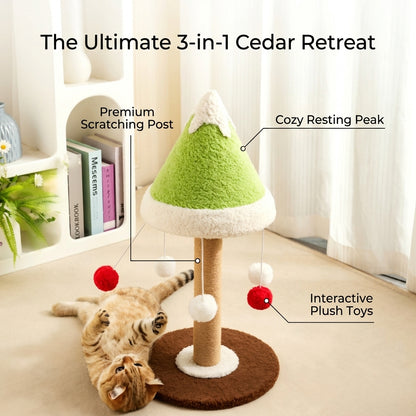 Vertical Cat Climbing Tree & Scratcher Cedar Sisal Scratching Post Dust-Free Cat Scratching Board & Toy