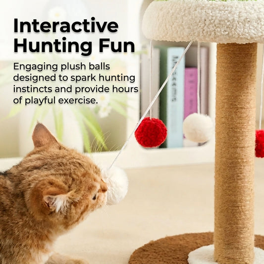Vertical Cat Climbing Tree & Scratcher Cedar Sisal Scratching Post Dust-Free Cat Scratching Board & Toy