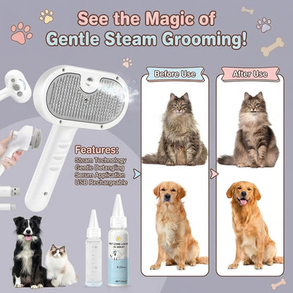 Safe Cool Mist 3 in 1 Massage Comb for Cats Dogs Removes Floating Hair Remover Cleaner