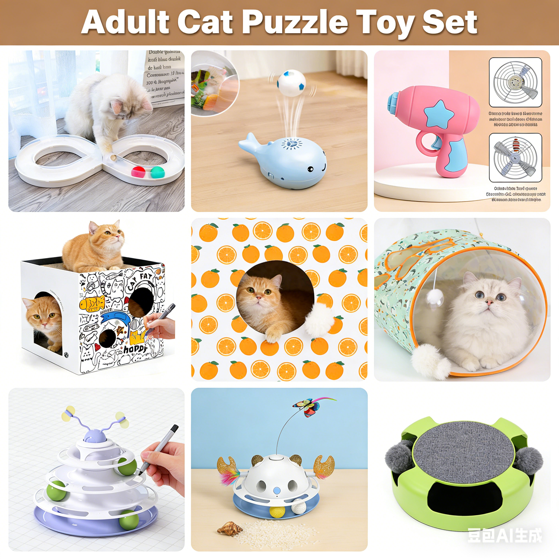 Adult Cat Puzzle Toy Set Bark&Paw
