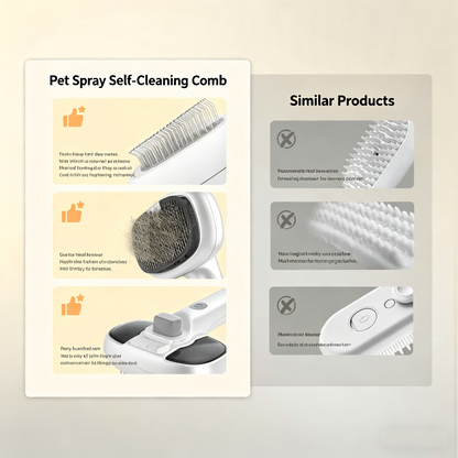 Self-Cleaning Steam Pet Comb Cat Dog Hair Remover