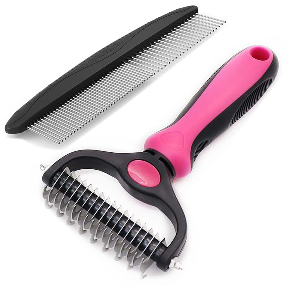 7 in 1 Pet Grooming Kits Dog&Cat Comb Deshedding Brush Nail Clipper with File Bath Brush Premium Pet Supplies