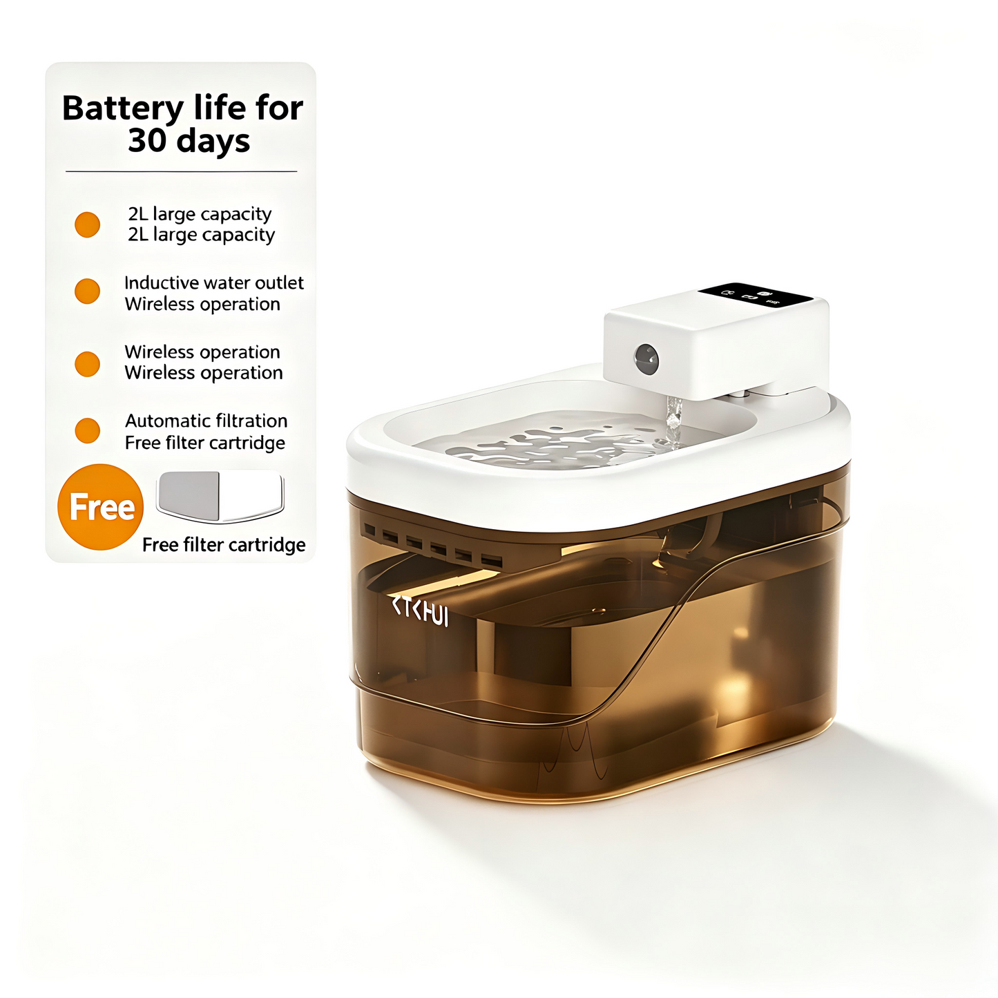 Smart Sensor Wireless Cat Dog Water Fountain Quiet Filter Auto Dispensing