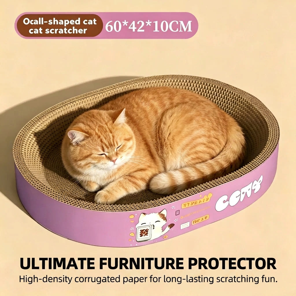 All-in-One Cat Scratcher & Cat Bed Large Vertical Corrugated Cat Scratching Board Durable Scratch-Resistant No Lint Cat Toy