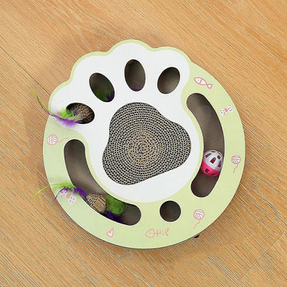Interactive Feather Ball Scratch Board Kittens Durable Multi-functions Cat Scratcher Cardboard Bark&Paw Lab