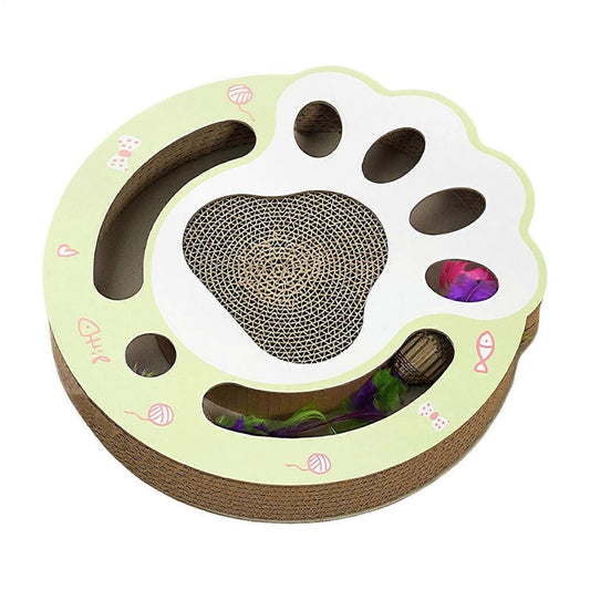Interactive Feather Ball Scratch Board Kittens Durable Multi-functions Cat Scratcher Cardboard Bark&Paw Lab