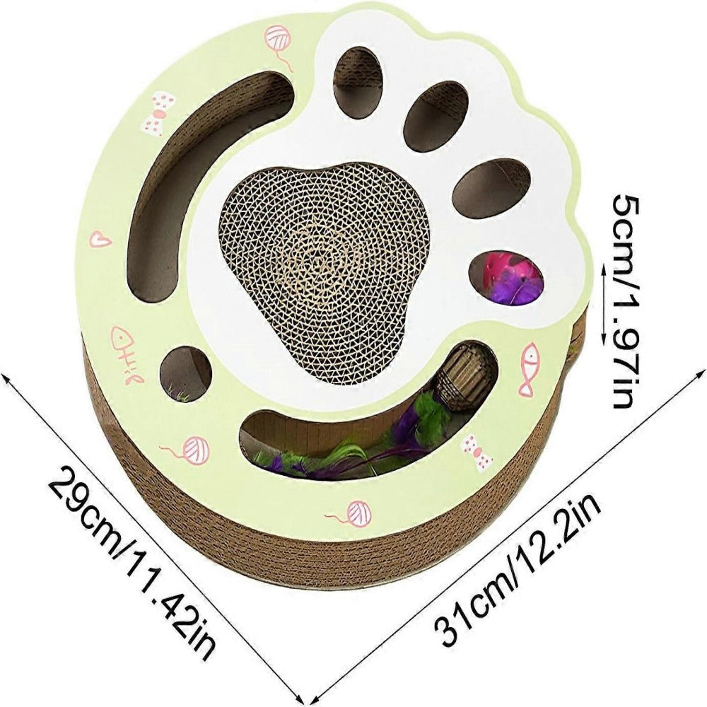 Interactive Feather Ball Scratch Board Kittens Durable Multi-functions Cat Scratcher Cardboard Bark&Paw Lab