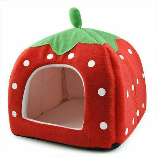 Soft Cat Beds with Adorable Designs – Spoil Your Fur Baby. Cute strawberry-shaped cat bed for cozy naps.