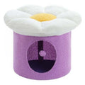 Cute Designed Soft Cat Beds Cozy Nests for Kitties in a flower shape with purple base and plush top for comfy cat naps.