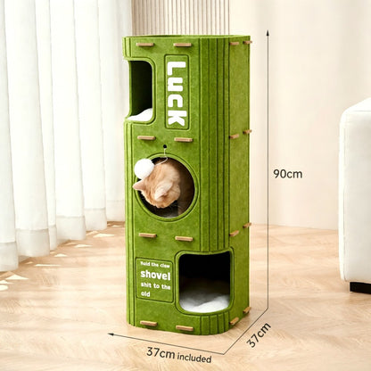 2-in-1 Cat Scratcher Bed Durable & Scratch-Proof All-Season Cat Bed with Self-Play Toy